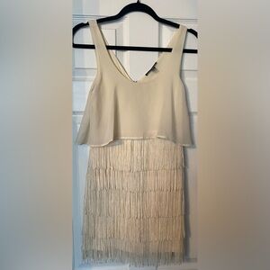 Off white fringe mini dress